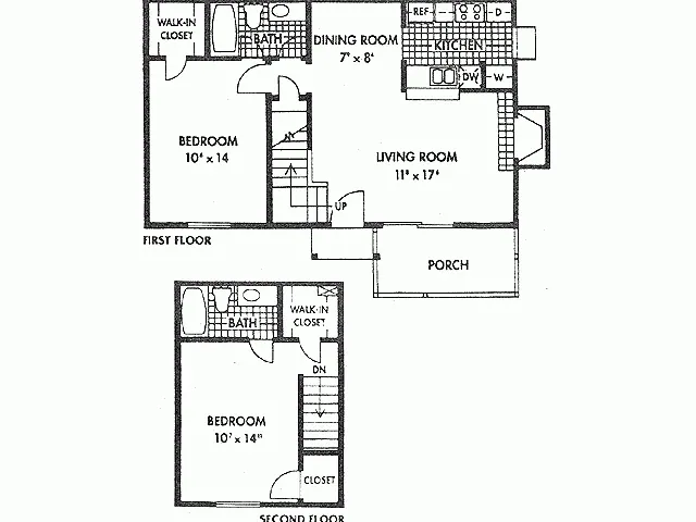2 Bedroom 2 Bath Townhome 1002 floor plan